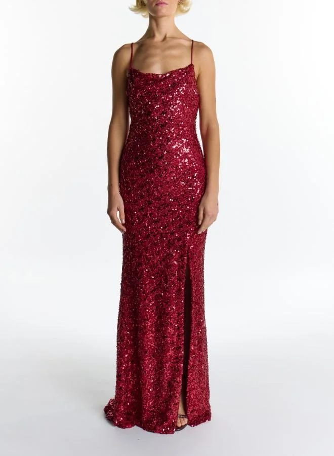 ترو ديكادينس Pippa Cowl Neck Front Split Slip Dress